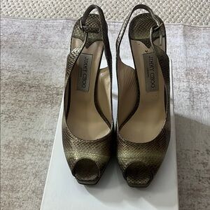 Jimmy Choo Women's Gold Peep-Toe Heels